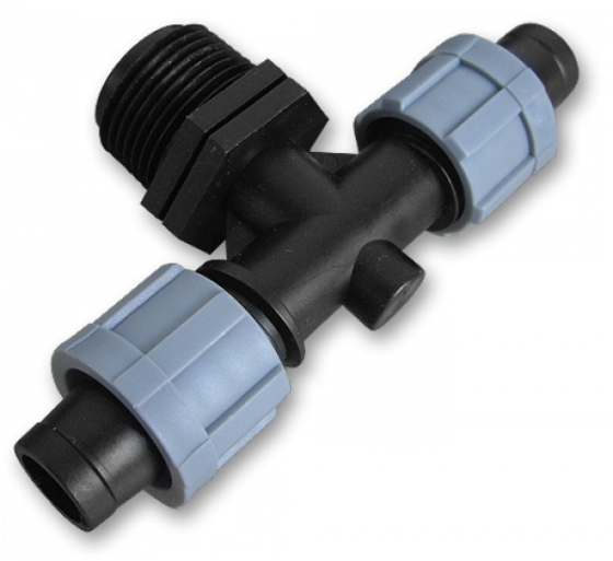 Трійник крапельна стрічка х2 / різьба зовнішня 3/4", DSTA06-34L Київ