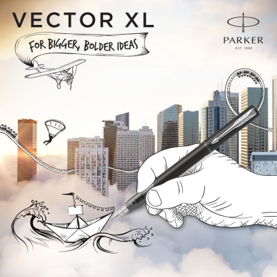 Ручка пір'яна Parker VECTOR 17 XL Metallic Black CT FP M (06 012) Вінниця - фото 7