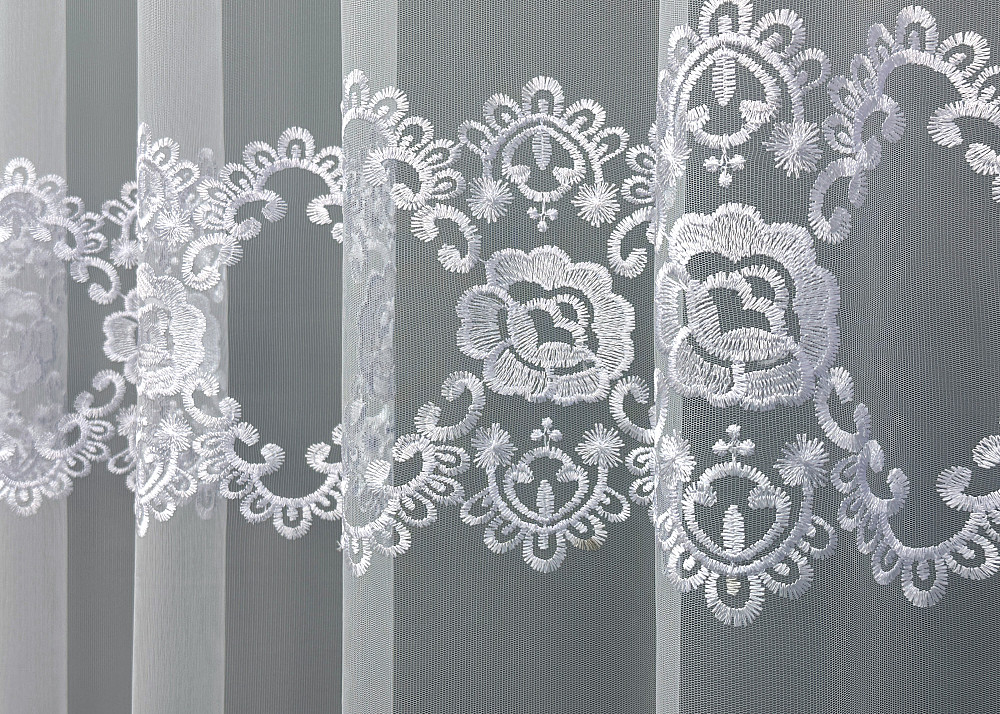 Тюль VR-Textil 1848т Фатин с вышивкой Холодный белый 300х270 см (40-212) Киев - изображение 5