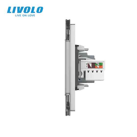 LIVOLO Розетка тримісна комбінована Силова Інтернет ТБ Livolo сірий скло (VL-C7C2EU1C1V-15) Коломия
