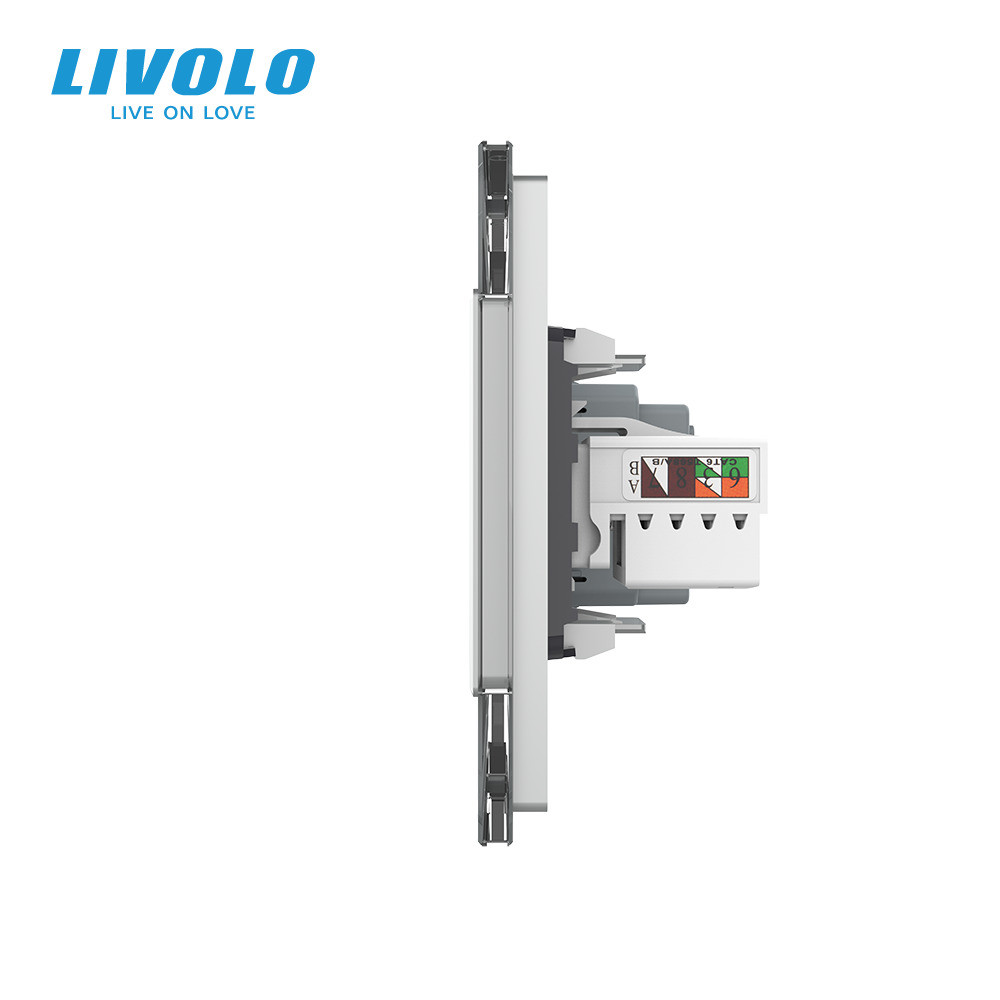 LIVOLO Розетка тримісна комбінована Силова Інтернет ТБ Livolo сірий скло (VL-C7C2EU1C1V-15) Коломия - фото 3