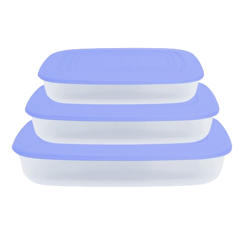 Набір контейнерів для харчових продуктів прямокутний 3в1 прозорий/бузковий Алеана Житомир - фото 1