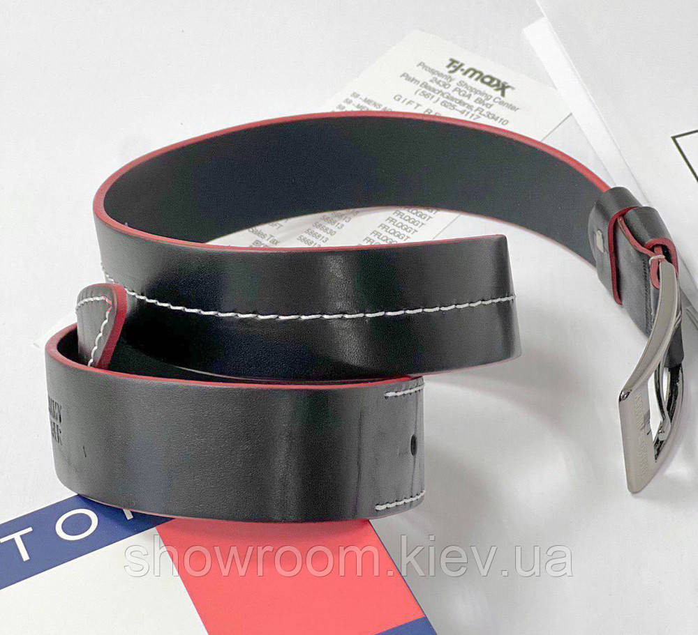 Мужской кожаный брендовый ремень (021) черный Киев - изображение 4