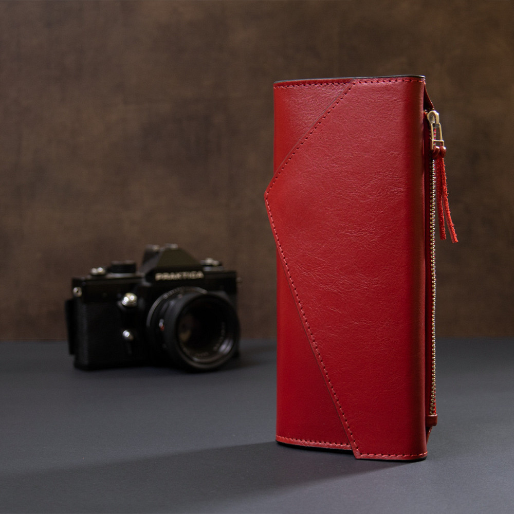 Женский вместительный кошелек GRANDE PELLE 11368 Красный Киев - изображение 3