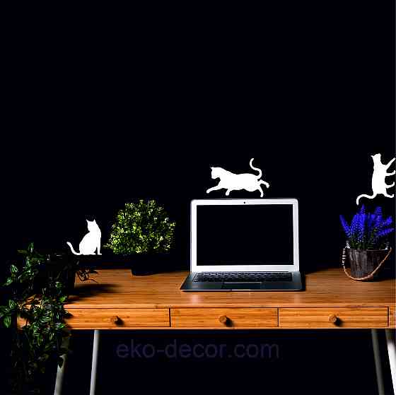 Декоративне настінне Панно «Коти», Декор на стіну 70*55 см (3шт.), Білий Київ