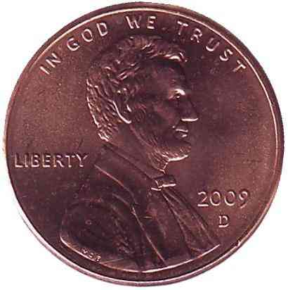Юність Лінкольна. 1 цент (D), США, 2009 рік. Полтава