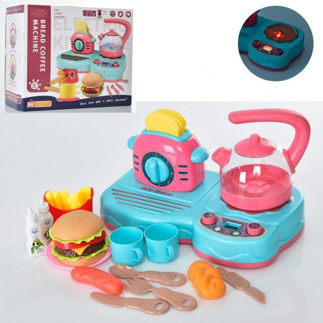 Набір побутової техніки дитячий чайник тостер фасфуд звук світло (9926A) Чернігів - фото 1
