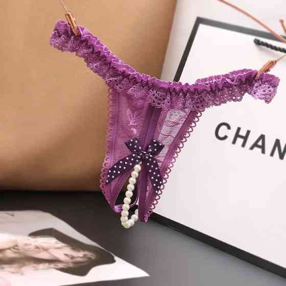 Трусики з намистинками в горошок універсальний фіолетовий Київ