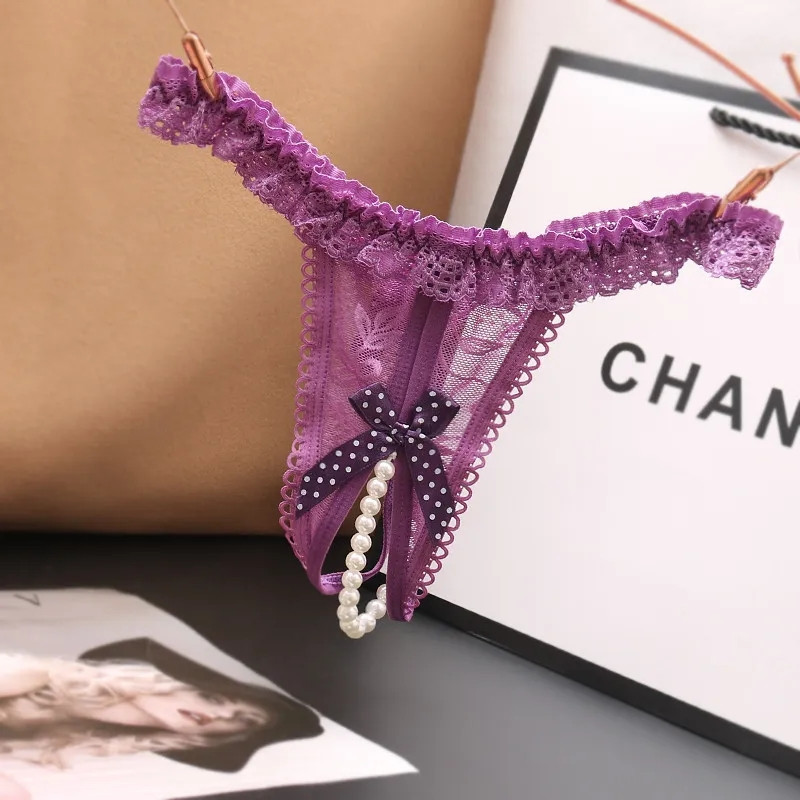 Трусики з намистинками в горошок універсальний фіолетовий Київ - фото 1