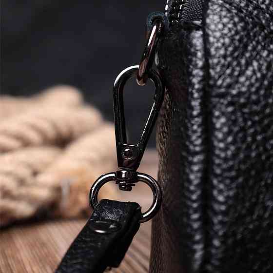 Жіноча сумка прошита ромбами на лицьовій стороні з натуральної шкіри Vintage 22807 Чорний Київ