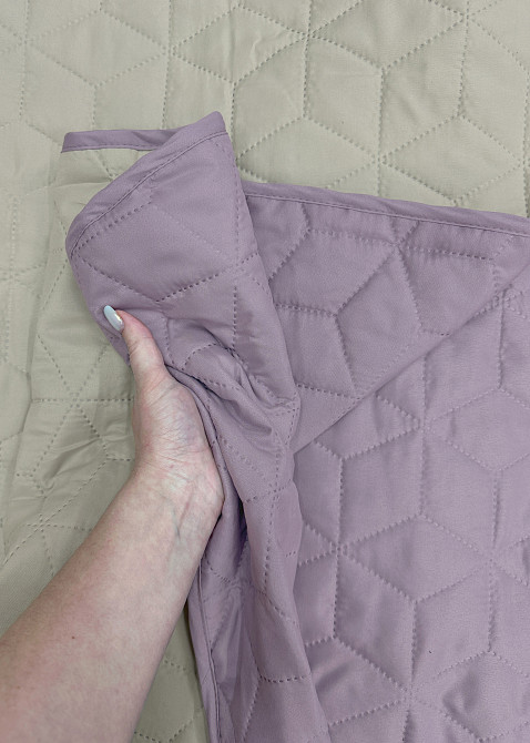 Покривало двостороннє Decorator Microfiber куб 215x240 см бузковий з бежевим (85-143) Київ - фото 2