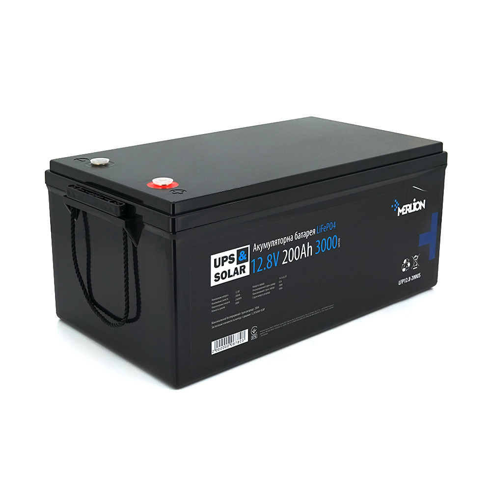 Літій-залізо-фосфатний акумулятор Merlion LiFePO4 12.8V 200AH,(4S1P/BMS-100A), (522x270x225), 3000 циклів Київ - фото 1