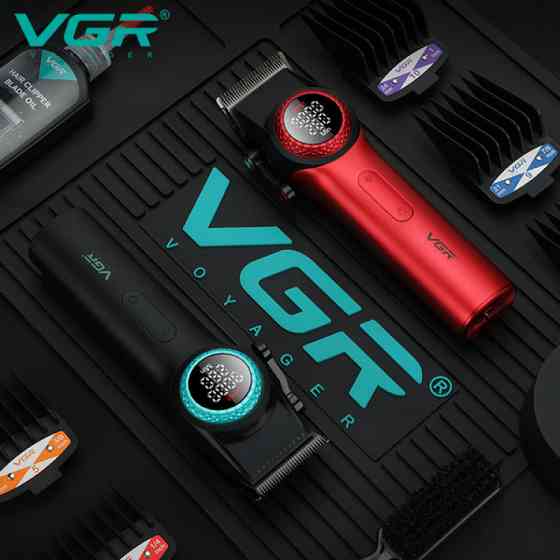 Аккумуляторная машинка для стрижки (clipper) VGR V-001, 10 насадок, 9000 RPM, 4600 mAh, LED light, LED Киев