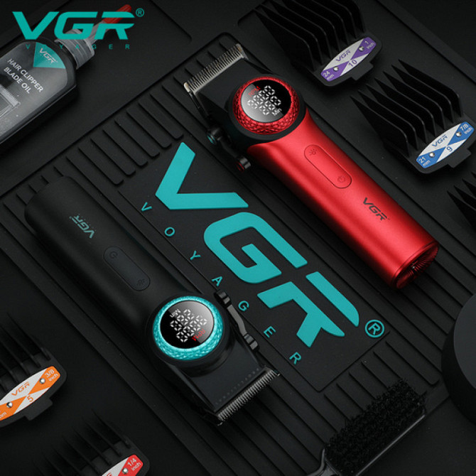 Аккумуляторная машинка для стрижки (clipper) VGR V-001, 10 насадок, 9000 RPM, 4600 mAh, LED light, LED Киев - изображение 3