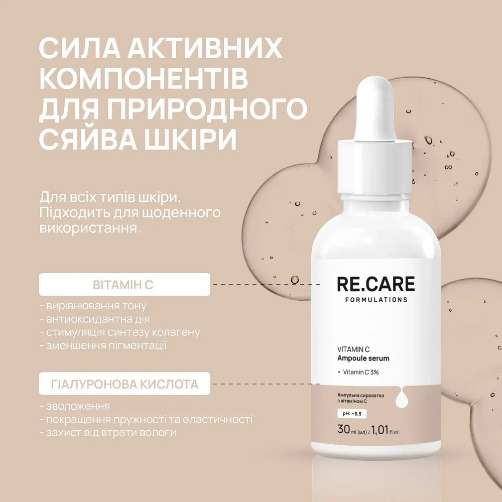 Ампульная сыворотка с витамином C Vitamin C Ampoule Serum RE.CARE 30 мл Киев - изображение 9