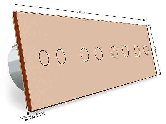 Розумний сенсорний ZigBee вимикач 8 сенсорів (2-2-2-2) Livolo золото (VL-C708Z-13) Коломыя