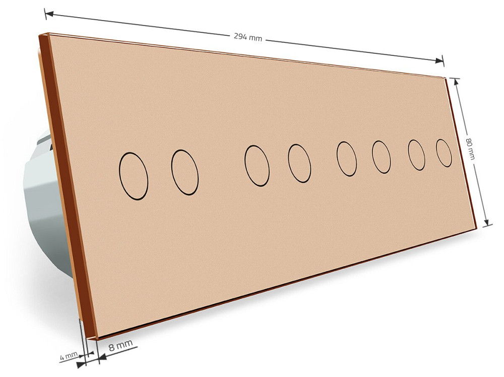 Розумний сенсорний ZigBee вимикач 8 сенсорів (2-2-2-2) Livolo золото (VL-C708Z-13) Коломыя - изображение 5