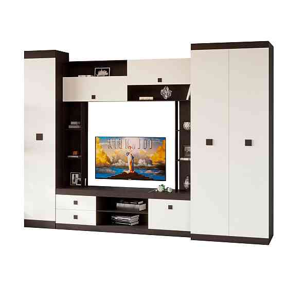 Стінка для вітальні Еверест Соната 3 (модульна - 3 елементи) венге темний + білий (DTM-2514) Дніпро