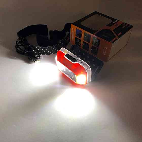 Фонарь налобный аккумуляторный светодиодный с зарядкой WH-0218-XPG(white+yellow)+SMD(red) JV-28 Львов