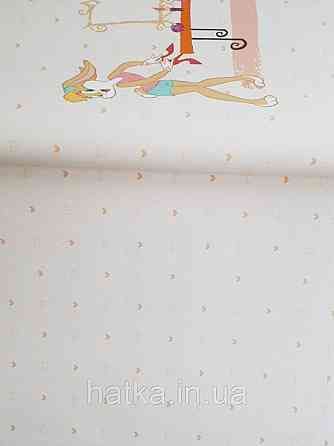 Метрові вінілові шпалери на флізеліні AdaWall Ada Kids для дівчинки серця коричневі на бежево-рожевому Київ