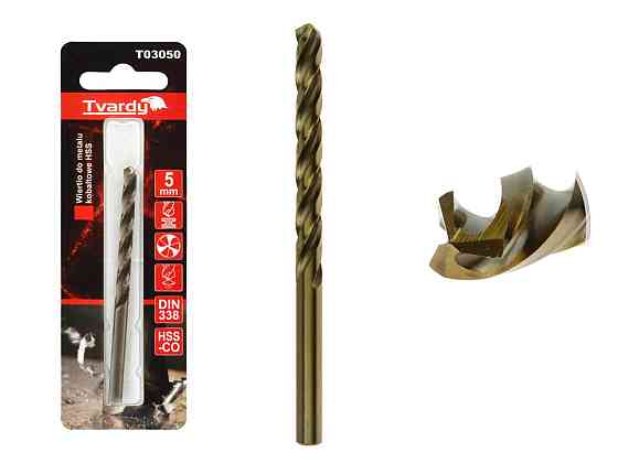 Свердло металу кобальтове "Tvardy" HSS-Co M35 (DIN338) діаметром  5,0мм Стрый