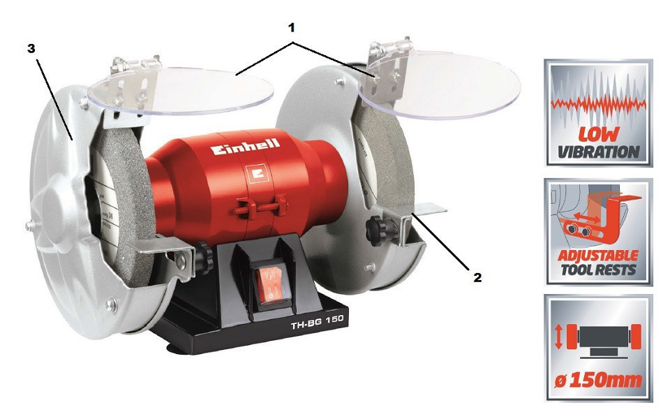 Станок для заточки (точило) Einhell TC-BG 150 : 150Вт, диск 150мм, 2950 об/мин. (4412632) Киев - изображение 3