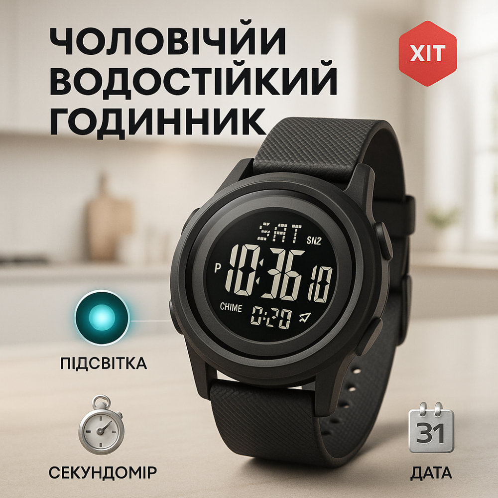 Чоловічий спортивний годинник з гарантією SKMEI, Стильний спортивний годинник для активного відпочинку IH-19 Львів - фото 2