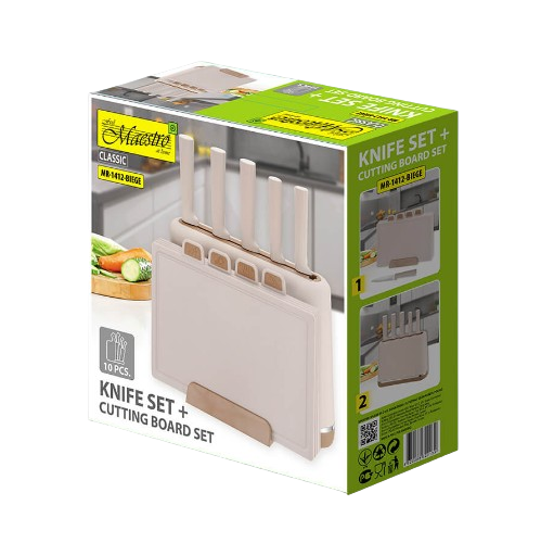 Набір ножів 10 предметів:(5шт + підставка + обробні дошки) MR-1412-BEIGE Maestro Житомир - фото 8