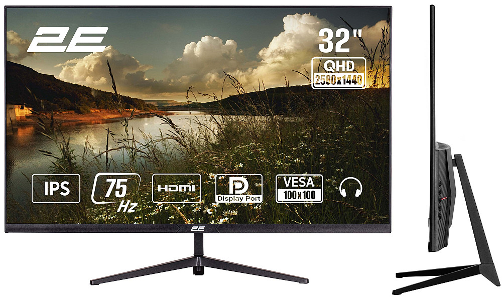 Монітор 2E 31.5" D3224B 2xHDMI, DP, IPS, 2560x1440, 75Hz, 5ms, FreeSync Київ - фото 1