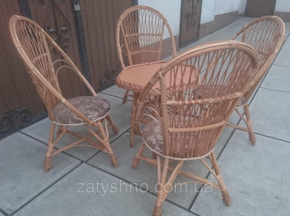 Мебель плетеная на 4 кресла и стол шестиугольный Киев - изображение 2