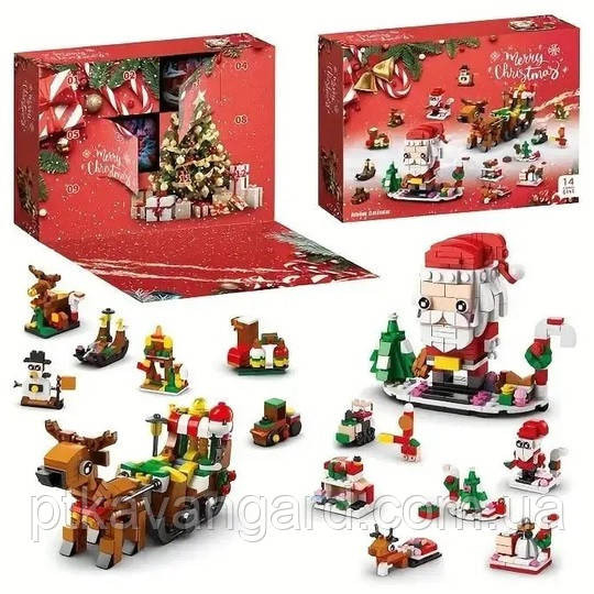 Новогодний адвент календарь конструктор рождественский Санта и олень, 605 деталей, 6в1, 12 окошек 8972-2 Хмельницкий - изображение 2