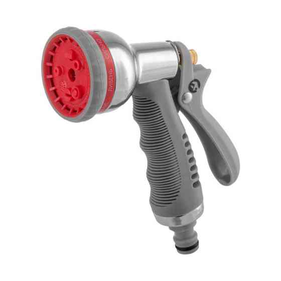 Пистолет-распылитель для полива, 8 режимов, хромированный, материалы: ABS, PP, TPR, Zinc alloy, набор аксессуаров для подключения Киев