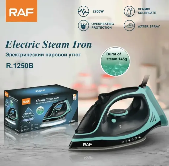 Паровой утюг RAF R.1250B 2200 Вт с керамической подошвой, Электрический паровой утюг Коломыя