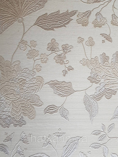 Шпалери вінілові на паперовій основі Sirpi Italian Silk 7 квіти листя гілки сріблясті c пісочним структурні Київ - фото 1