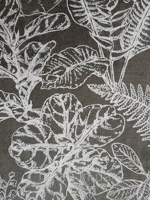 Ообои флізелінові eco Decoprint Essentials EE22548 різні тропічні листя білі на чорному Київ - фото 3