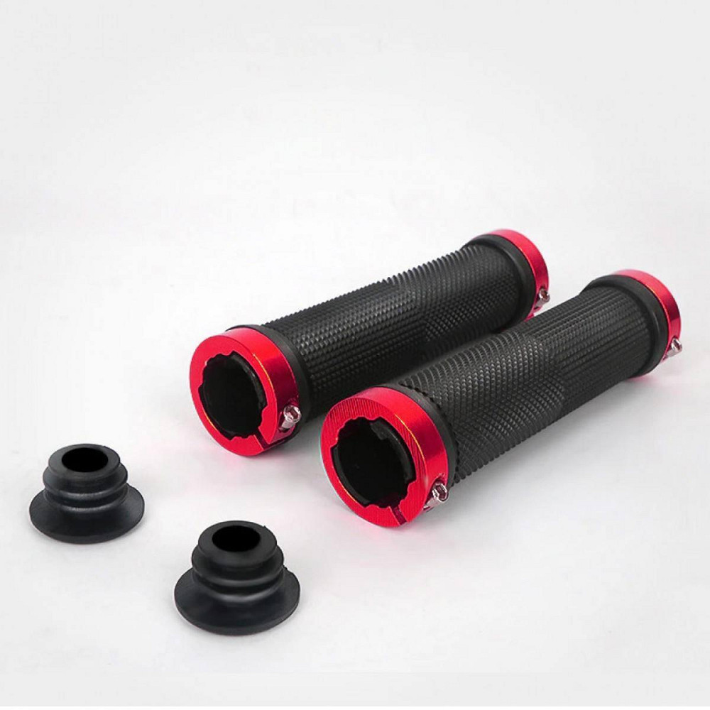 Грипсы 130mm Черные BilaLock с двумя замками (Ручки на руль велосипеда) Черные Красный Бровары - изображение 1