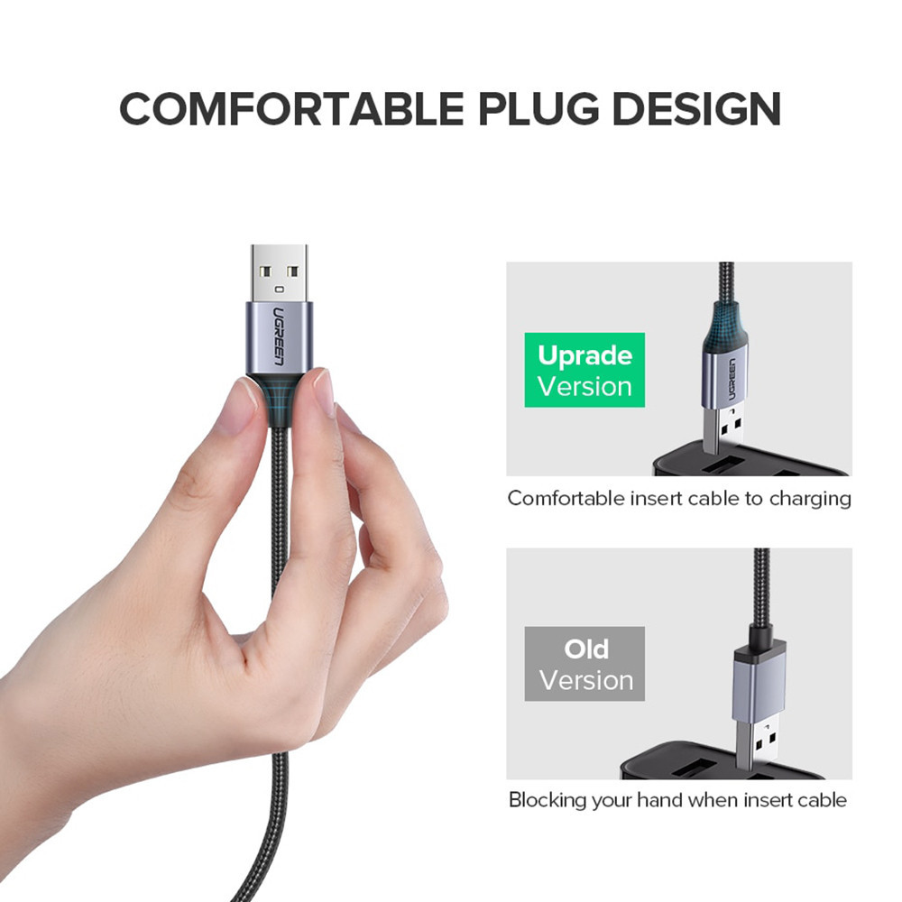 Кабель Micro USB Ugreen US290 60403 5V/2A для заряджання та передавання даних (Сірий, 3 м) Миколаїв - фото 6