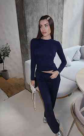 Женский базовый костюм двойка из мягкой вискозы Темно-синий, 44/46 Одесса