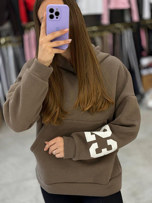 Женская стильная комфортная теплая худая турецкая трехнить на флисе Коричневый, 42/44 Одесса - изображение 5