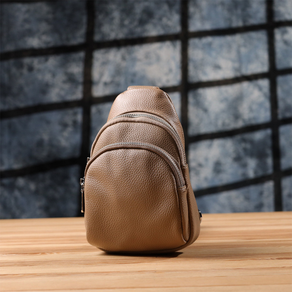 Слінг сумка з натуральної шкіри для жінок Vintage 22939 Бежевий Київ - фото 8