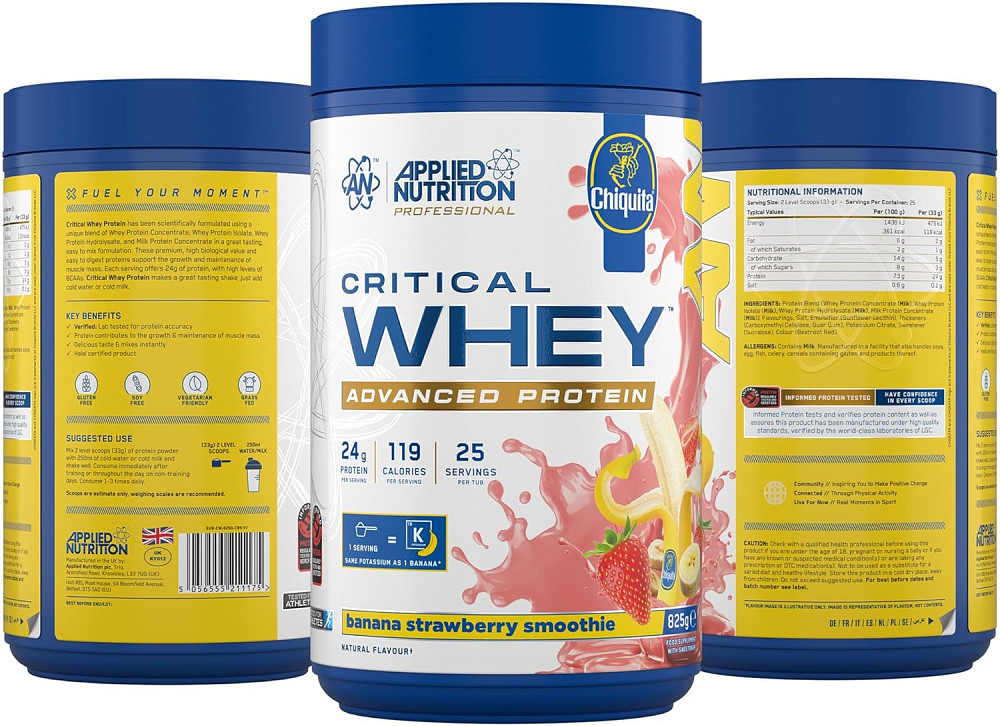 Протеин Applied Nutrition Critical Whey Protein 825 г, Chiquita Banana Strawberry Smoothie Луцк - изображение 2