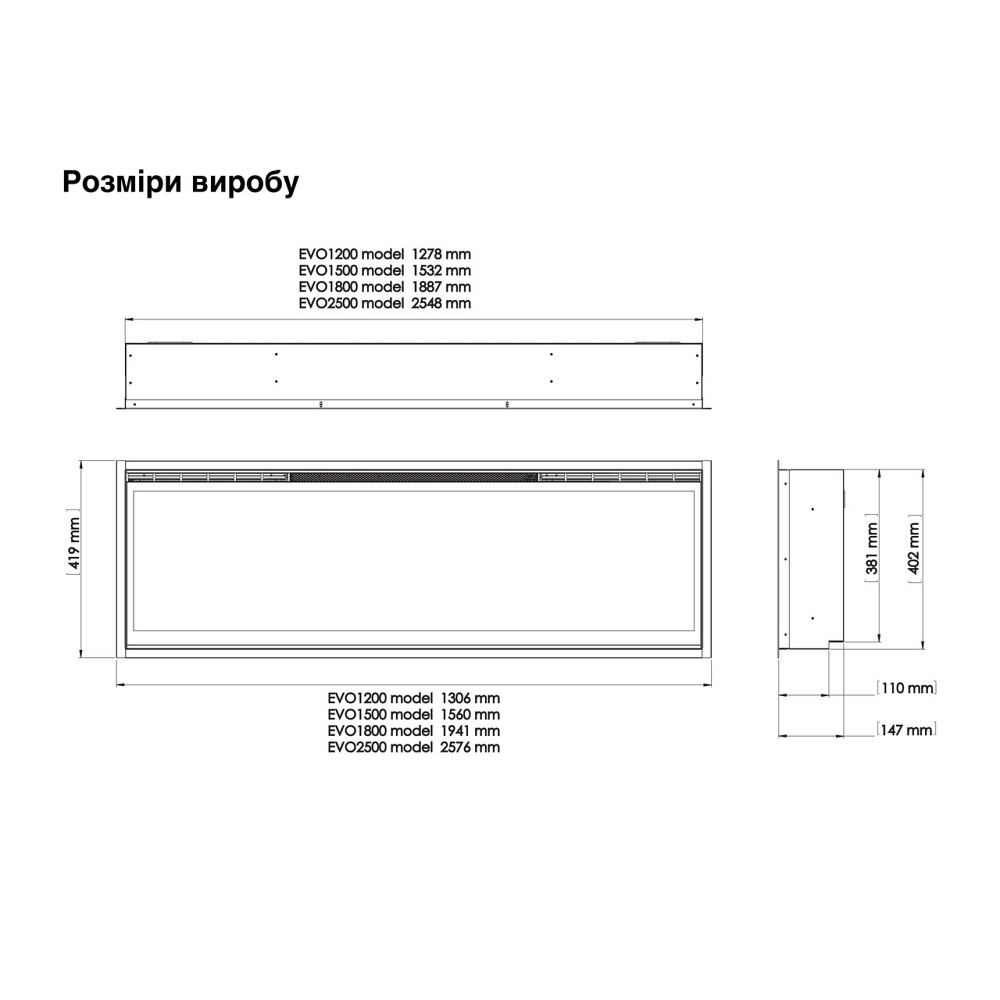 Електрокамін з обігрівом Dimplex Ignite Evolve 100 (EVO2500) з дровами, кристалами скла, кольорами полумʼя та підсвітки Київ - фото 2