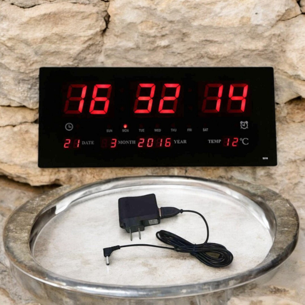 Цифровые LED-часы  3615 красные  от сети 220 V 3788 Одесса - изображение 1