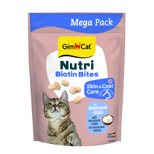 Витамины GimCat Nutri Biotin Bites для взрослых кошек для улучшения состояния кожи и шерсти с маскарпоне и биотином 425 г Киев