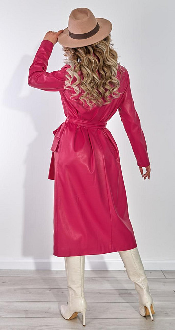 Яскравий тренч з екошкіри Київ - фото 4