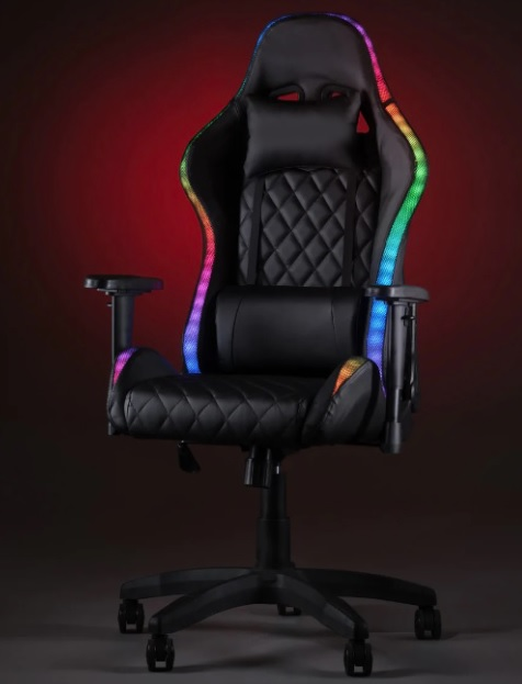 Геймерське комп'ютерне крісло з RGB-підсвічуванням, 2 ергономічними подушками та регулюванням кута нахилу спинки, Чорний (G400) Київ - фото 7