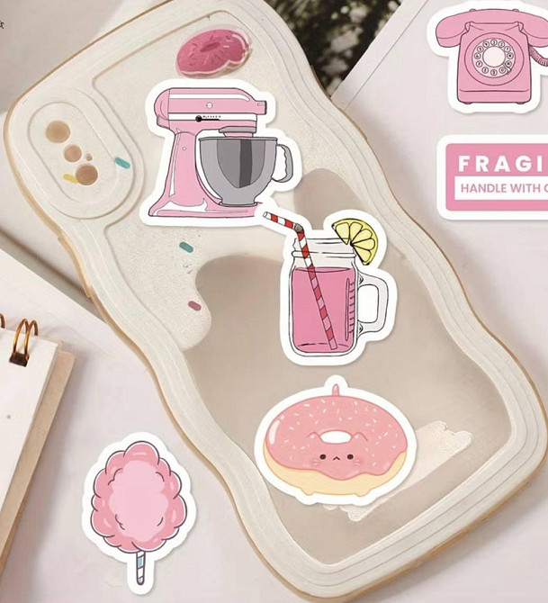Набор розовых виниловых наклеек 23 шт, cute pink stickers для телефона, ноутбука, планшета и ежедневника Киев - изображение 5