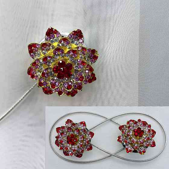 Магніти для штор та гардин "Flowers" набір 2 шт Червоний з золотистим (81-215) Київ