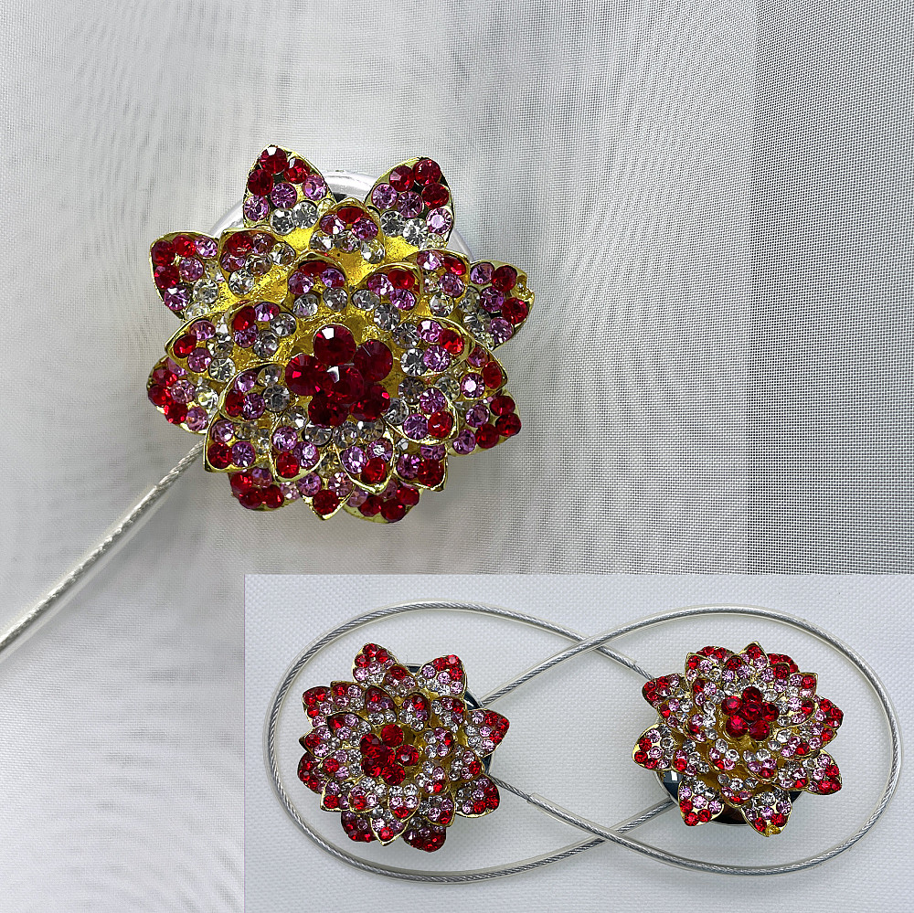 Магніти для штор та гардин "Flowers" набір 2 шт Червоний з золотистим (81-215) Київ - фото 1