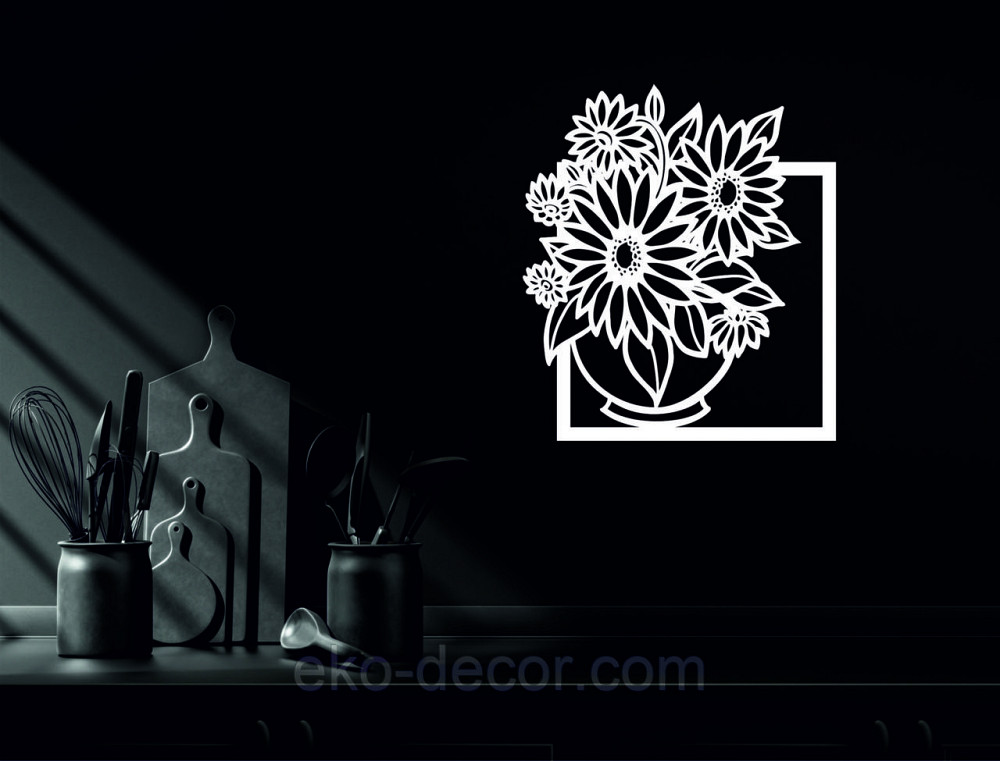 Декоративное настенное Панно «Букет цветов», Декор на стену 50*43 см , Белый Киев - изображение 5